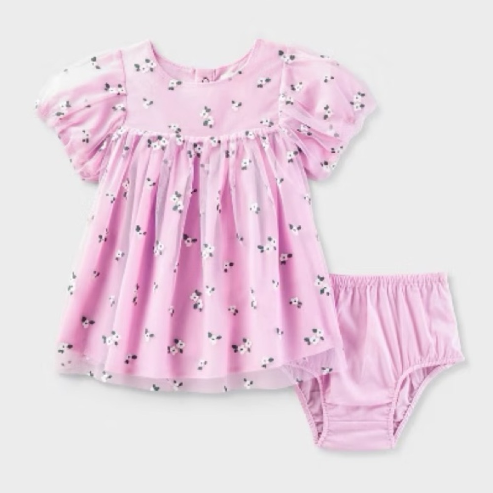 Cat & Jack Purple Floral Baby Dress size 6-9M